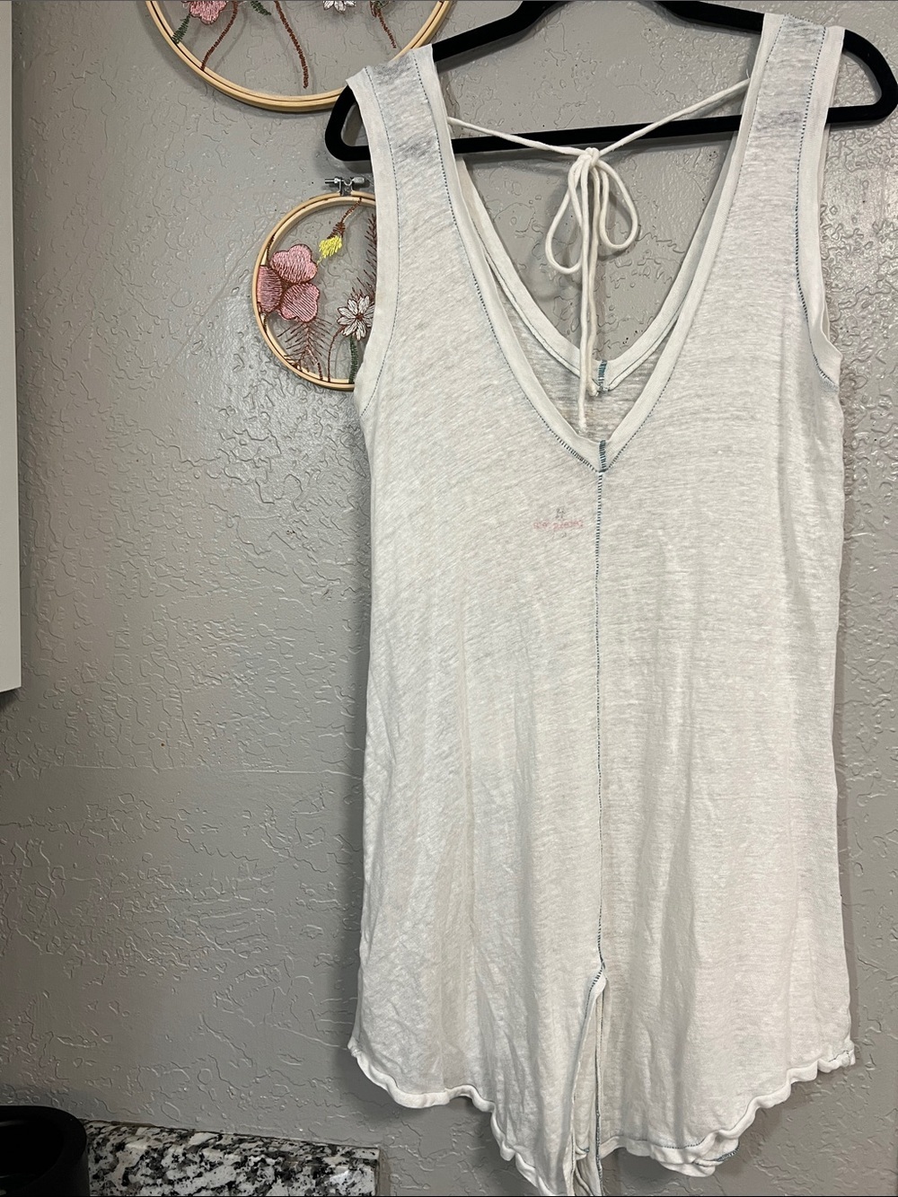 PETE & GRETA JOHNNY WAS WHITE LINEN BOHO TUNIC TOP SIZE SMALL - Picture 3 of 14